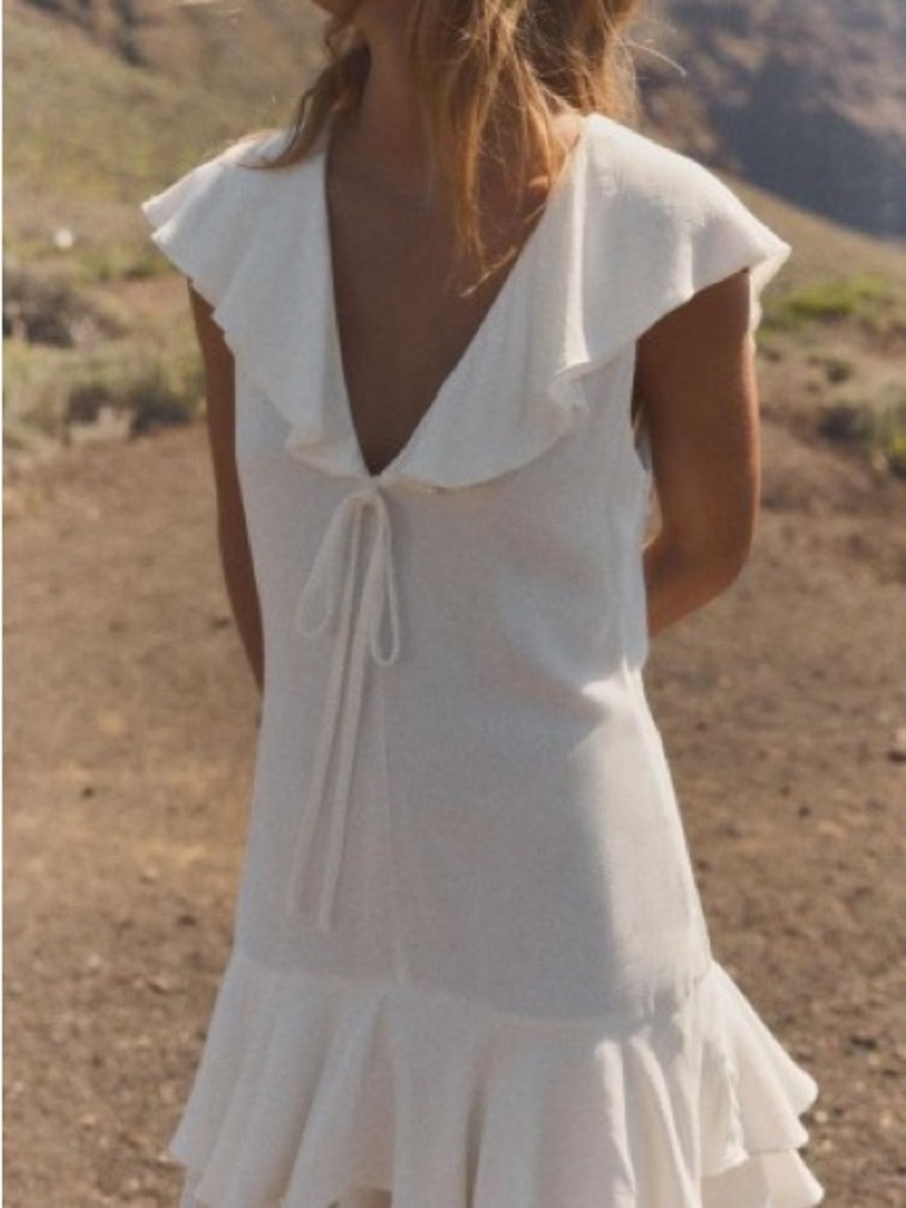 Zara White Ruffle Dress - xs